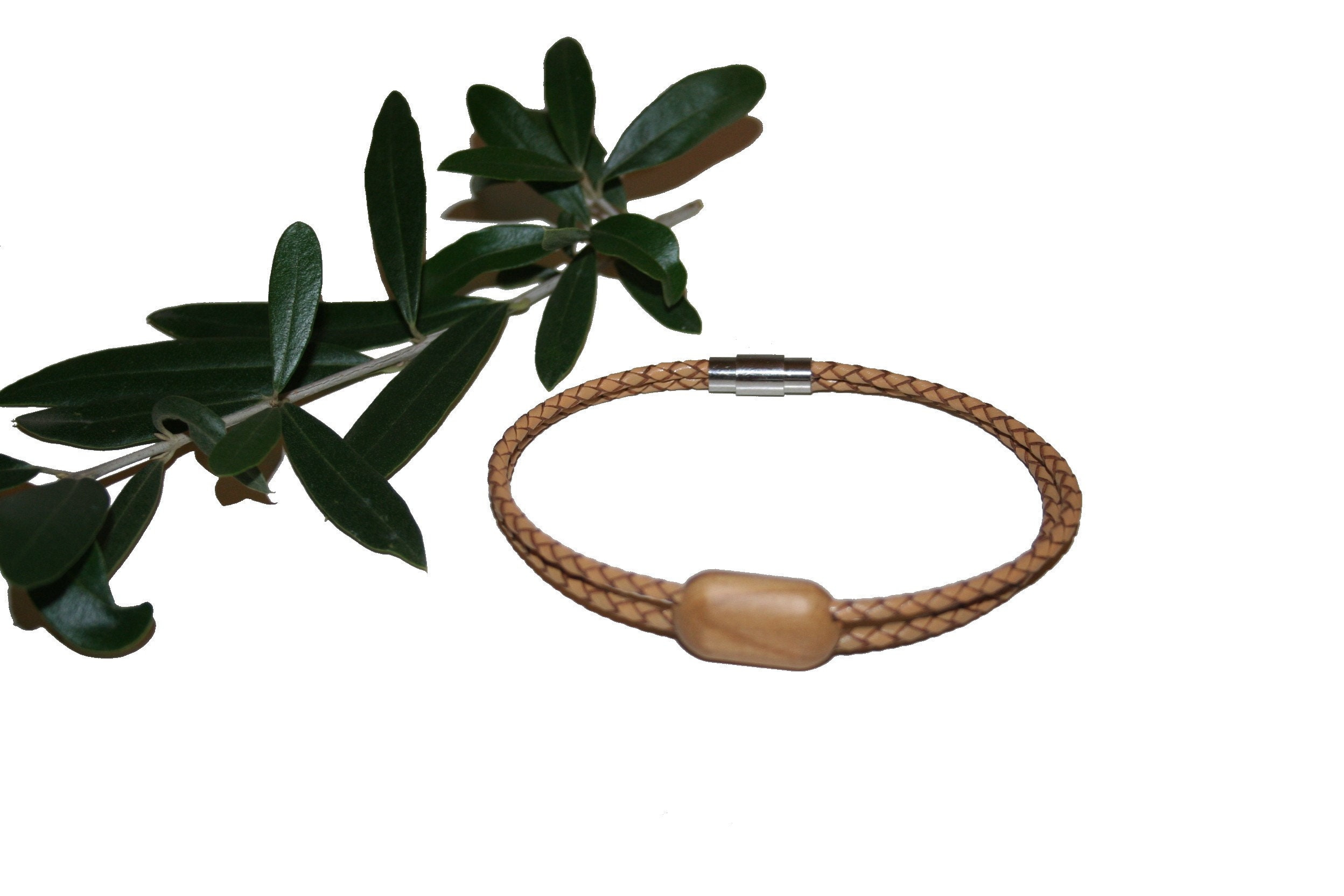 Bracelet en Bouleau madré avec fil noir, bijou en bois de qualité