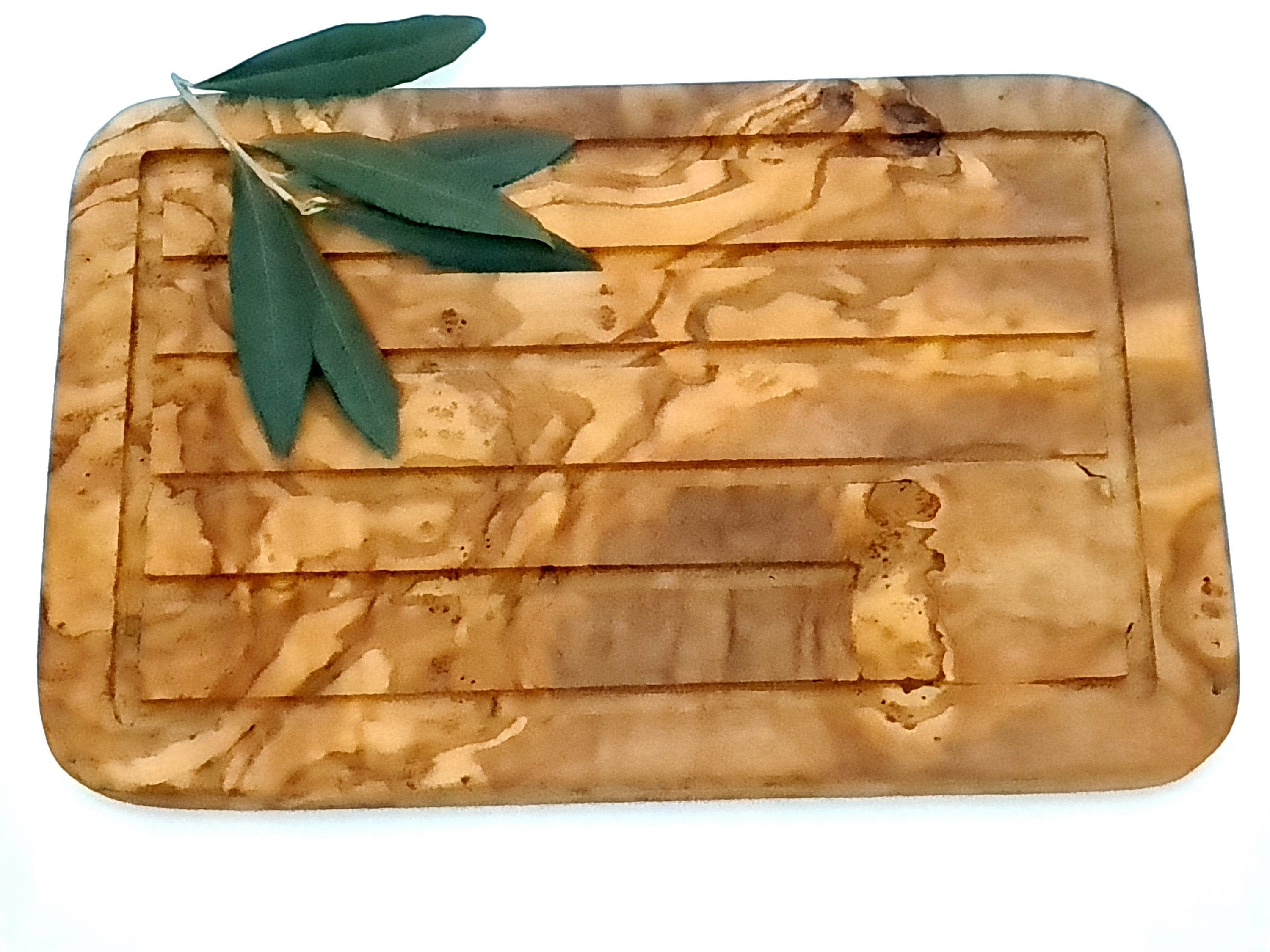 Planche à Viande Naturelle Rainures en Bois d'olivier | 6332