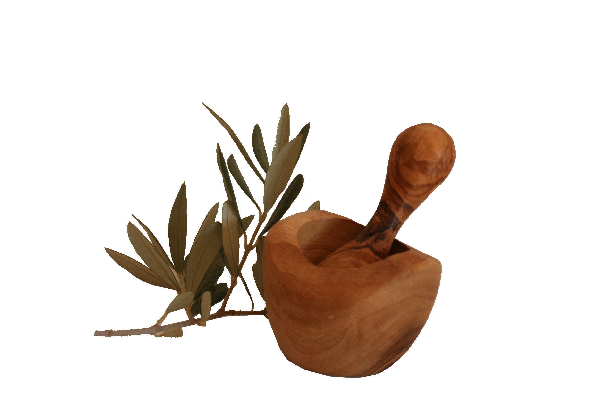 Mortier Rond Rustique 8 cm et Pilon en Bois d'olivier | 341R