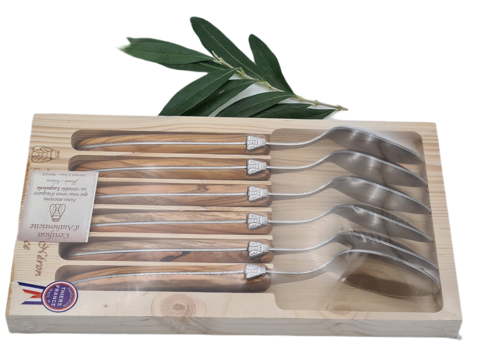 Coffret Cadeau Service 6 Cuillères de Table Laguiole Manche Bois d'olivier | 7010-1