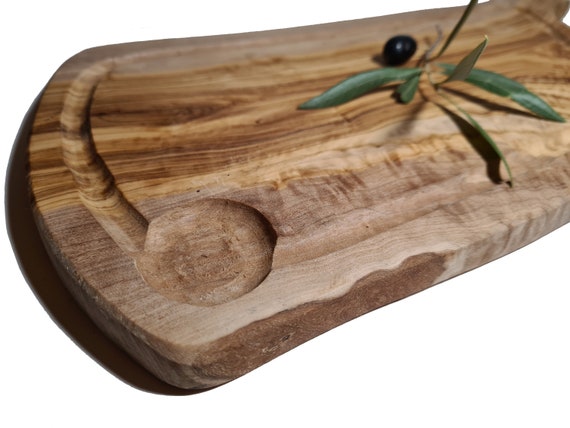 Planche à Viande avec poignée en Bois d'Olivier 50x25x2cm env