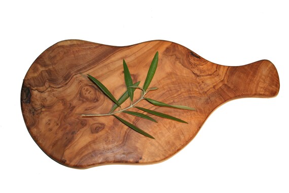 Natural cutting board with olive wood handle (6317)