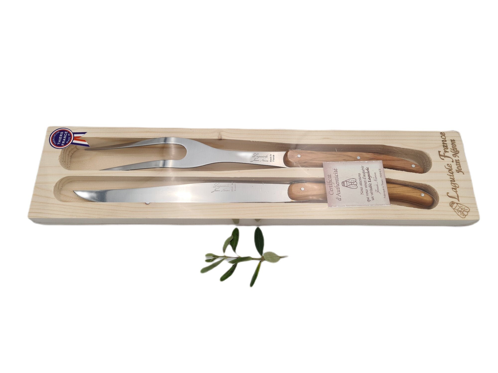 Gift Box LAGUIOLE Carving Service Olive Wood Handle 7014-1 