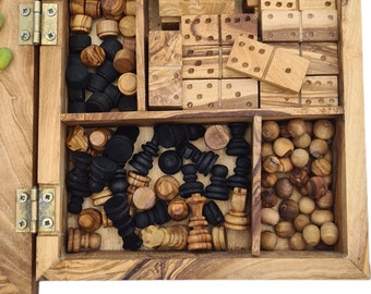 Coffret multijeux & Domino en bois d'olivier (8102)