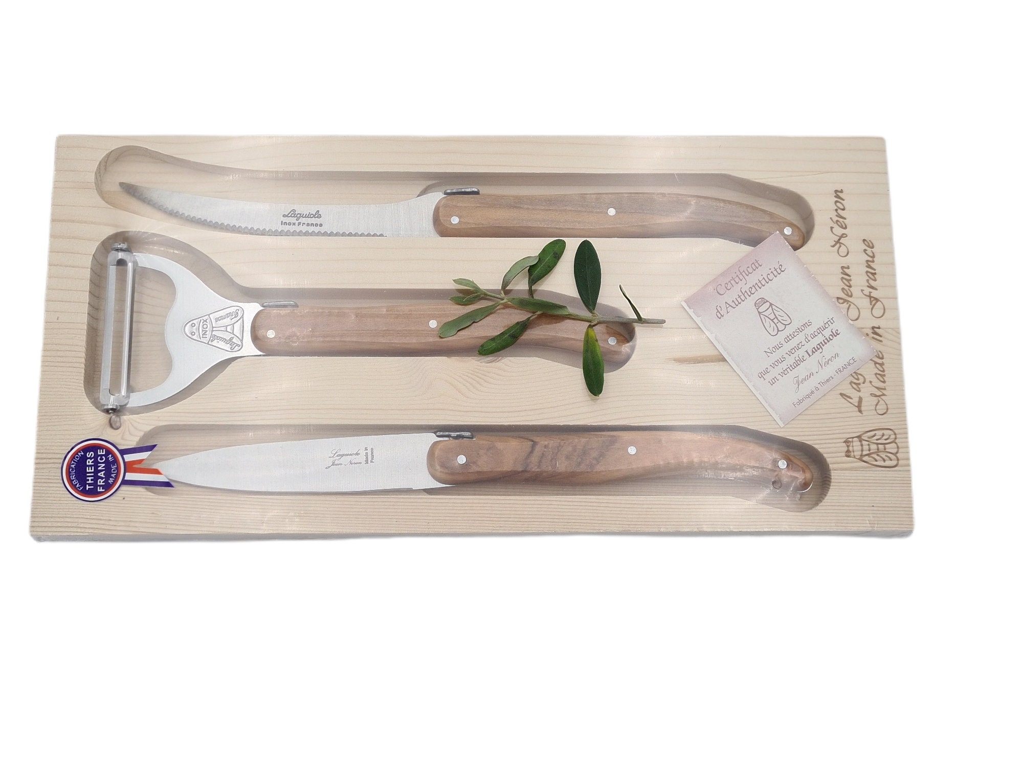 LAGUIOLE 3-piece Kitchen Set Gift Box With Olive Wood Handle 