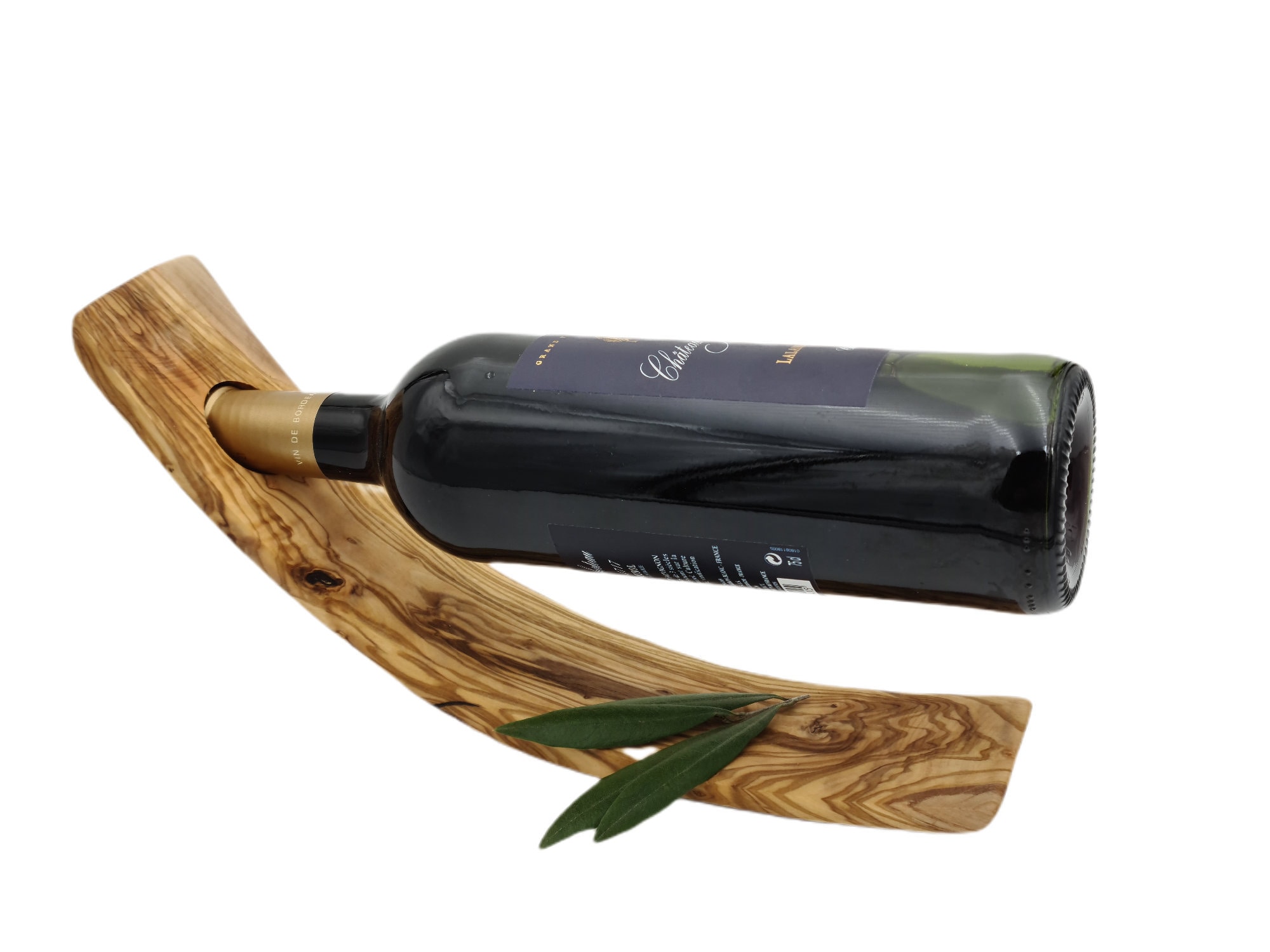 Support Bouteille Arc en Bois d'olivier Idée Cadeau | 1233