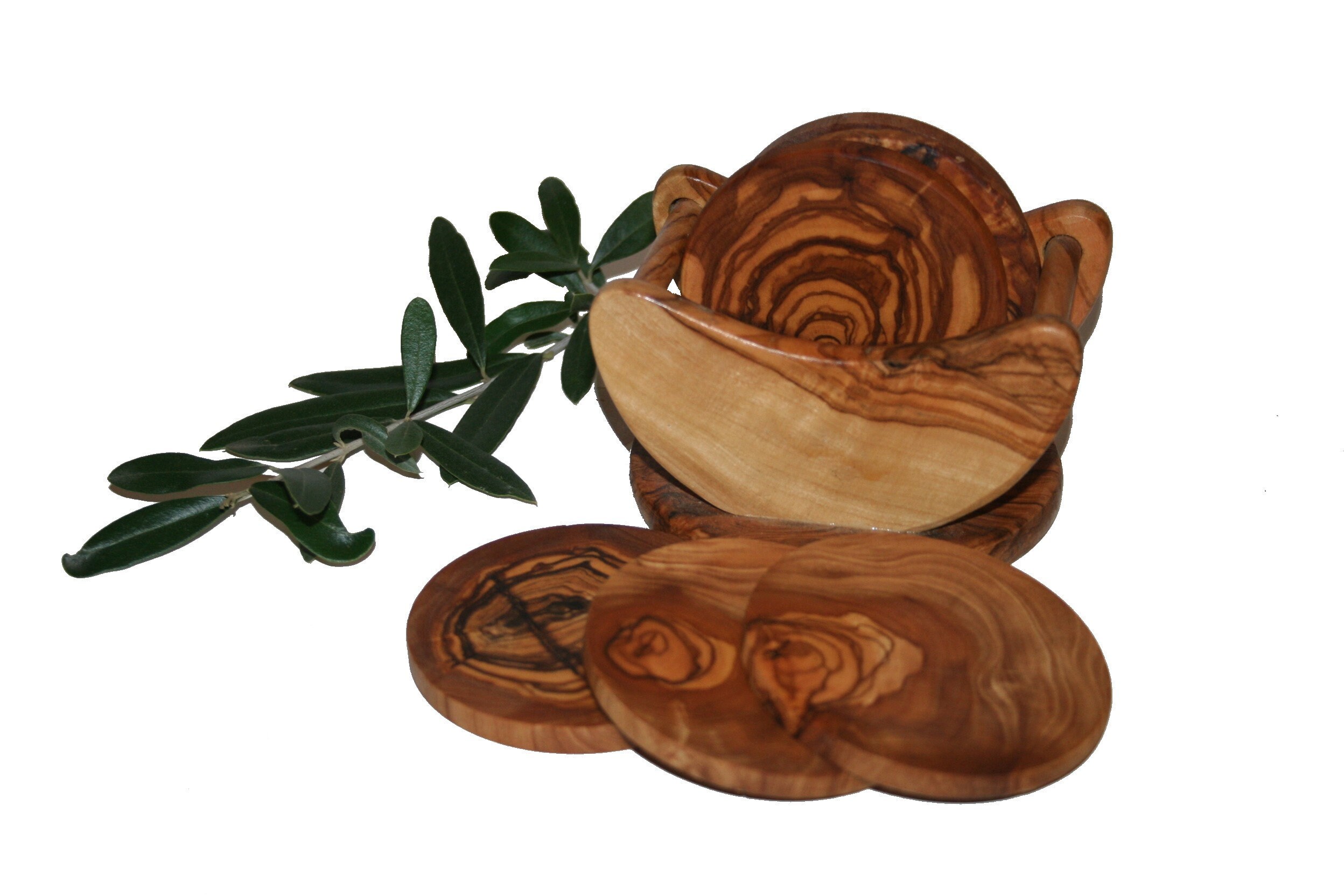 Sous-Verres et Support Forme Croissant en Bois d'olivier | 1213