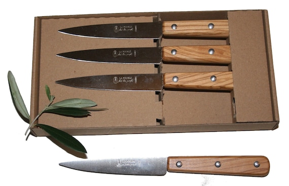 Pack Box LA FOURMI 4 Kitchen Knives Olive Wood Handle 7102 