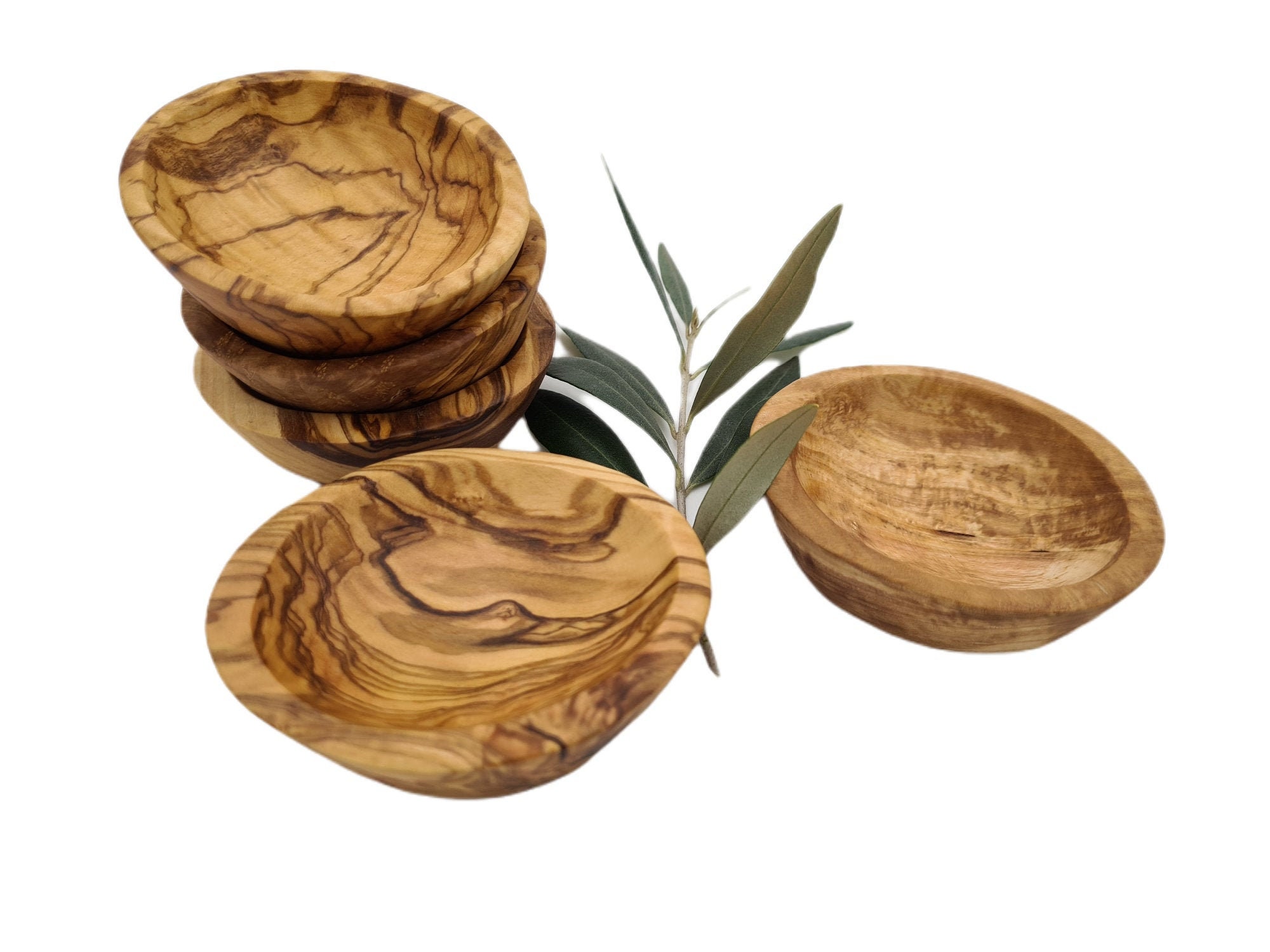 Lot de 5 Coupelles Rondes Naturelles en Bois d'olivier | 5262-1