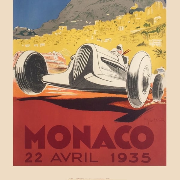 Géo HAM Grand Prix De Monaco 1935 lithographie
