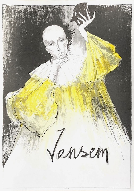Jean JANSEM Vintage Lithograph Poster Pierrot 1983 Galerie