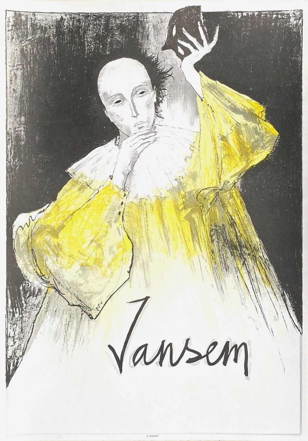 Jean JANSEM Vintage Lithograph Poster Pierrot 1983 Galerie