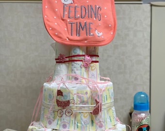 Pink Diaper Cake