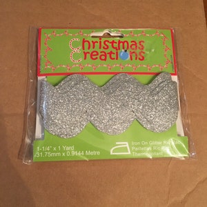 Christmas Creations Glitter Ric Rac - Silver - Iron on  1 1/4&#39; x 1 Yard - Only (1) Available