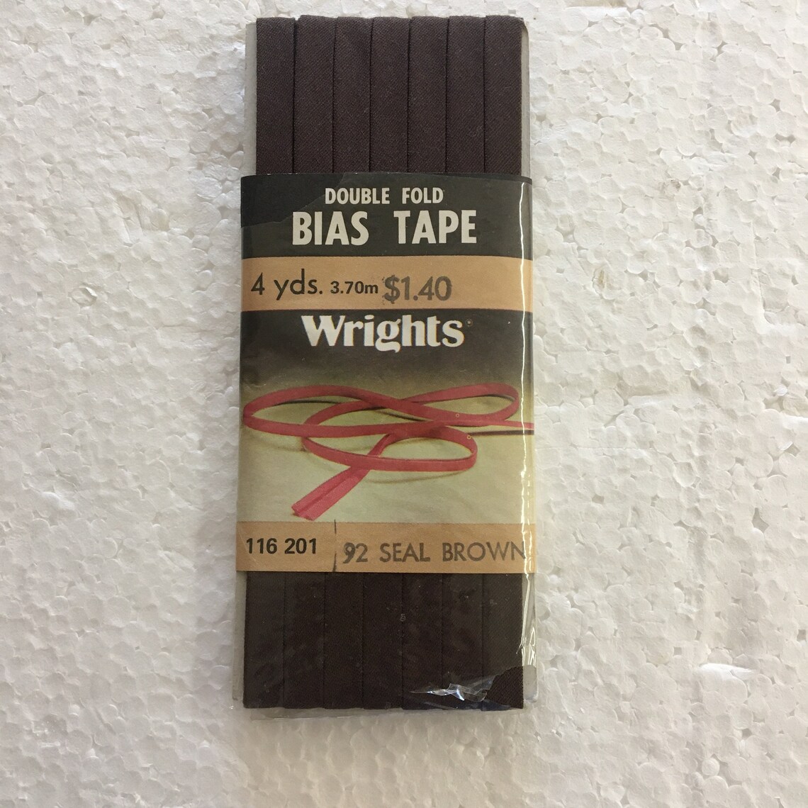 Wrights Double Fold Bias Tape 4 Yds 3.70m Brown Color Only 1 Available