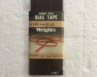 Wrights Double Fold Bias Tape - 4 yds (3.70m) - Brown Color - Only (1) available