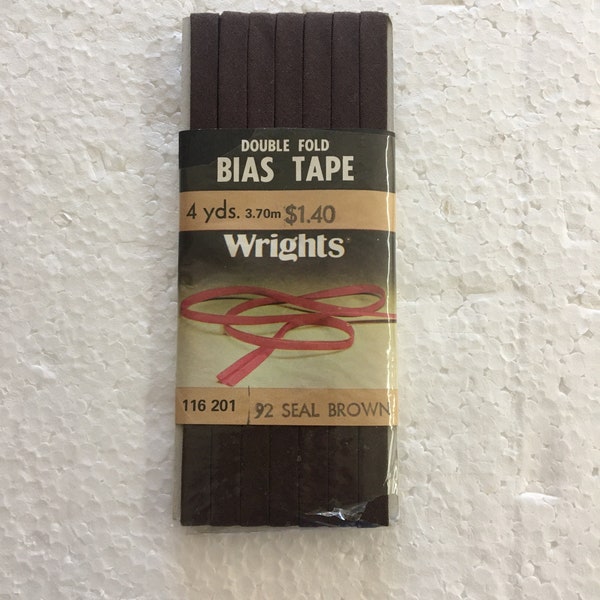 Wrights Double Fold Bias Tape - 4 yds (3.70m) - Brown Color - Only (1) available