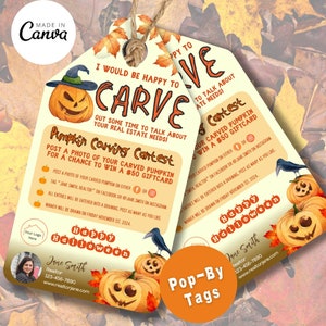 Realtor Halloween Pumpkin Carving Contest Pop By Tags (Digital Download)