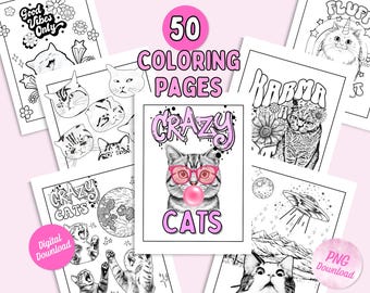 Cats Coloring Pages,Funny Cats Coloring,Crazy Cats Adult Coloring Book,Sarcastic Cat Quotes,Coloring Book for Teens, Printable Coloring Book
