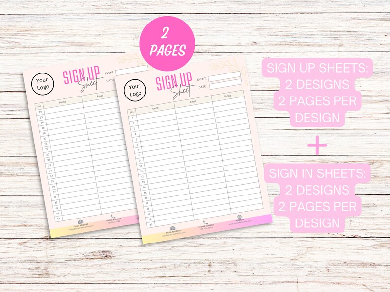Editable Sign up Sheet, Sign in Sheet, Small Business Sheets, Event