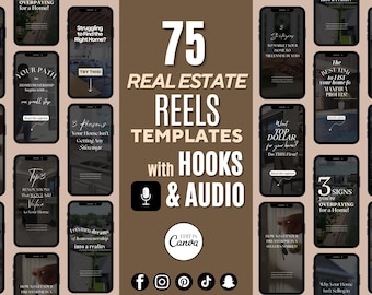Reels inmobiliarios: Publicaciones de agentes inmobiliarios sin rostro en redes sociales (plantillas de Canva)