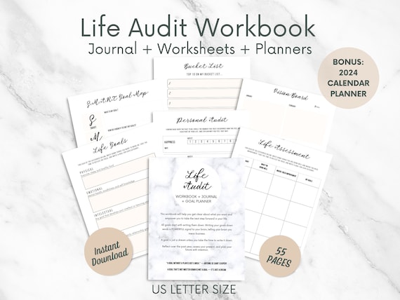 Life Audit Workbook: Goal Planner, Self Assessment (PDF Download)