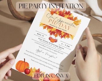 Editable Pie Day Invitation, Pie Party Invitation, Small Business, Client Appreciation, Real Estate, Canva Template, Thanksgiving Pie Invite