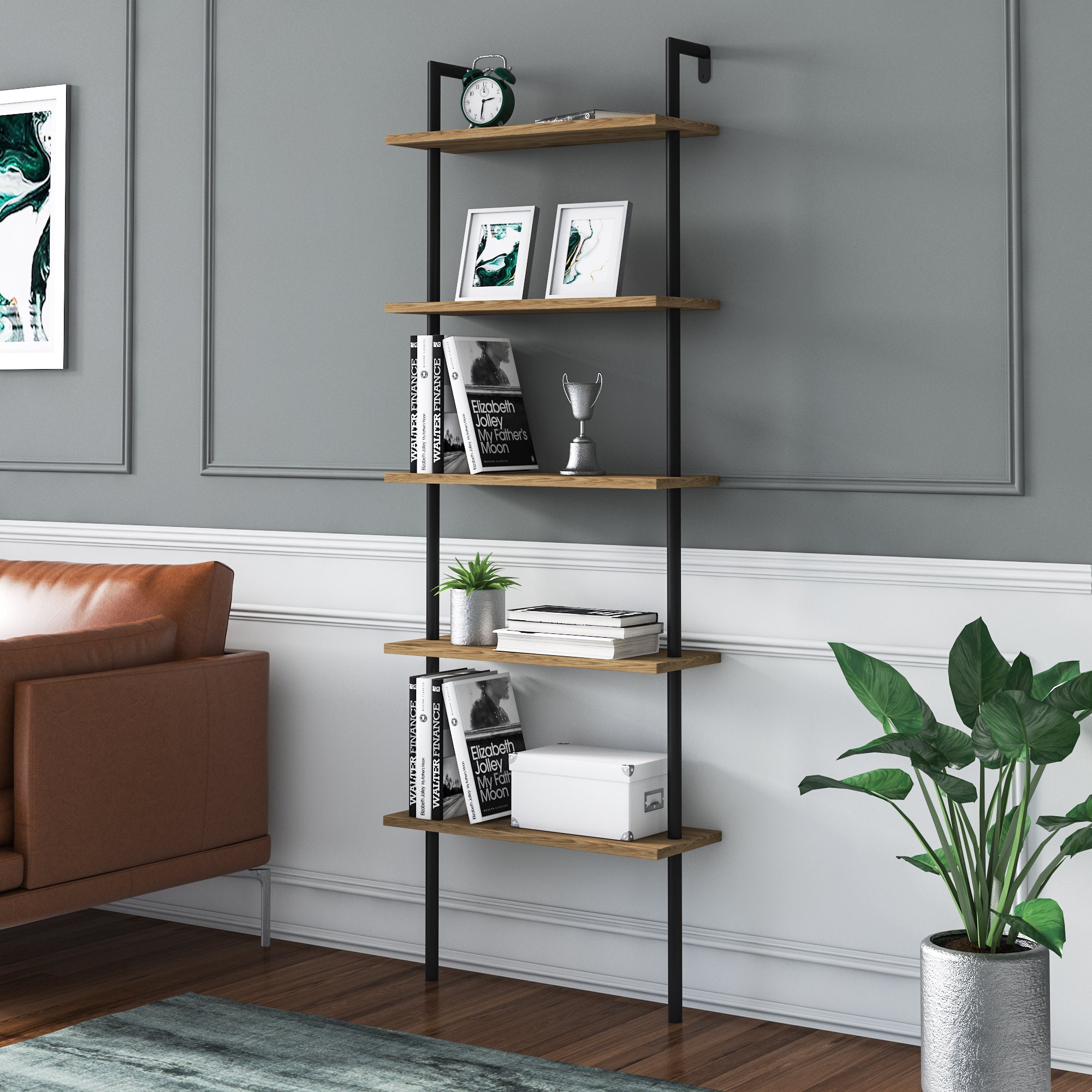 Paulina Industrial 5-tier Bookcase Bookshelf Shelving Unit | Etsy UK