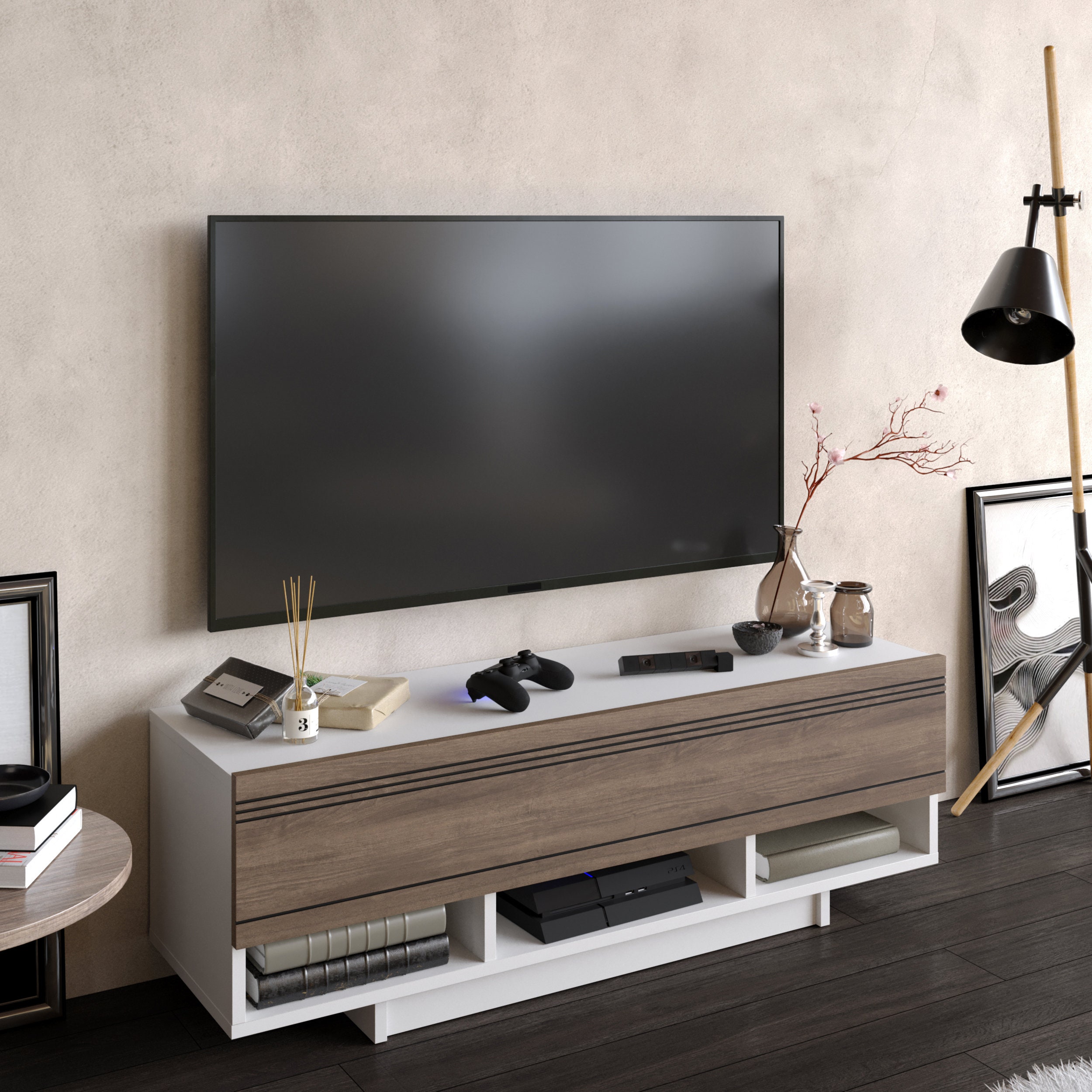 Celes 120 Cm Wide TV Stand And Media Console For Tvs Up To 55 Etsy UK celes-120-cm-wide-tv-stand-and-media-console-for-tvs-up-to-55-etsy-uk