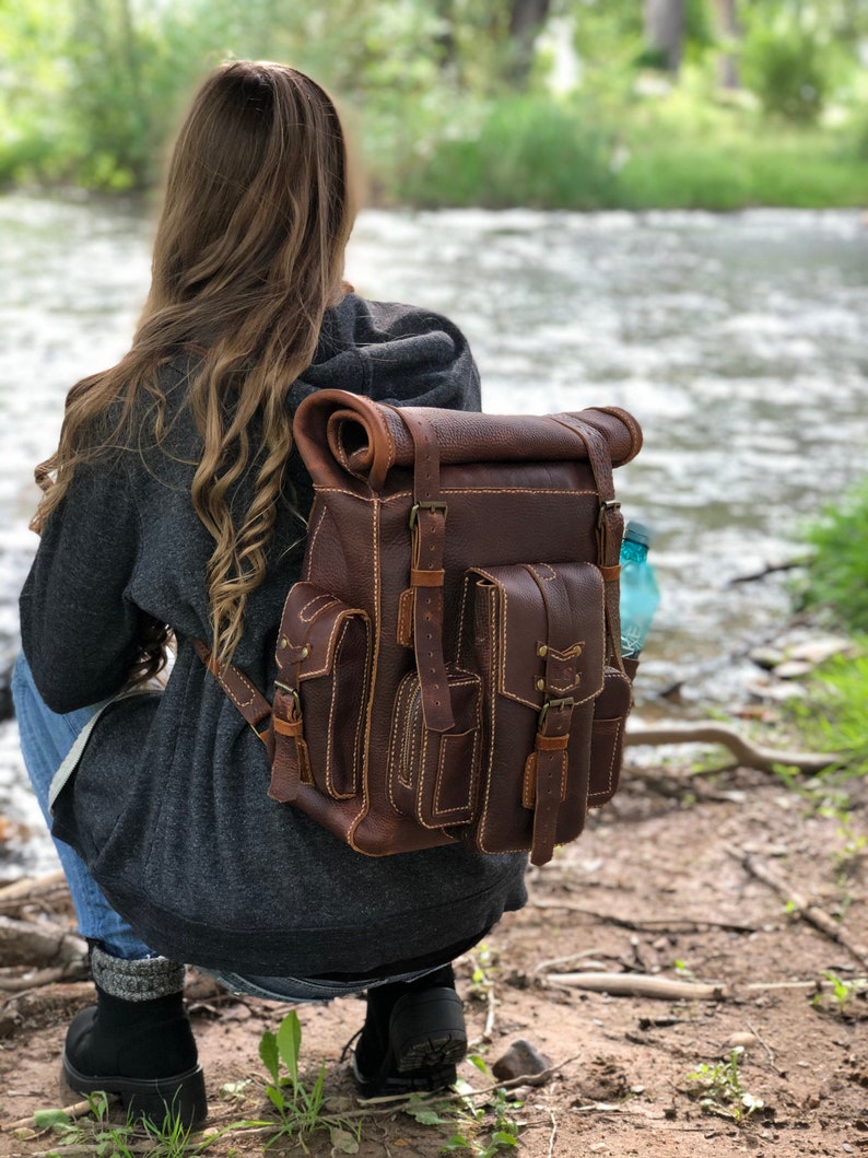 Kodiak Rolltop Backpack 100 Made by Hand Kodiak Leather Etsy
