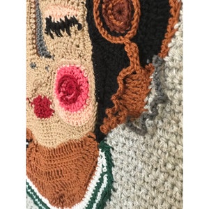Wall Tapestry, Crochet Wall Hanging, Woman Head, Contemporary Wall Art Decor, One Of A Kind Art, In Autumn Colors