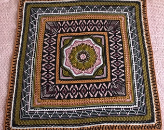 Wall Art Decor, Crochet Wall Hanging,  One Of A Kind Art, In Autumn Colors