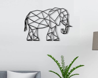 Olifant Wanddecoratie, Houten Olifant, Geometrische Olifant, Woondecoratie, Muurkunst, Houten Dieren Decoratie, Safari Decoratie