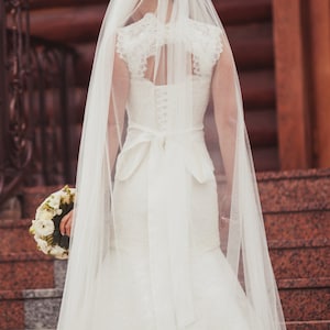 Wedding Veil, Double Layer Tulle Bridal Veil Wedding Long Veil, Bride Wedding Veil, White, Ivory Cathedral Long Veil, Simple