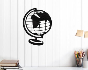 Geometric Globe Wall Art: Wooden World Map Decoration