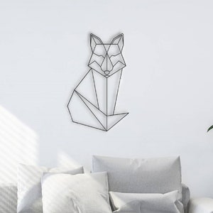 Geometric Fox Wall Decor: Modern Wooden Animal Art