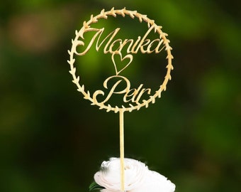 Custom Names Wooden Cake Topper, Custom Wedding Toppers, Love, Heart, Wedding, Names, Cake Topper, Wood, Natur, Table Decoration, Rustic