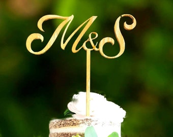 Letters Custom Wooden Cake Topper, Initial Letters Custom Wedding Toppers, Wedding, Cake Topper, Wood, Natur, Table Decoration, Rustic