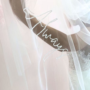 Always Veil, Embroidered Bridal Veil Always, Veil with embroidery Always, Cathedral bridal veil, Bridal Tulle Veil