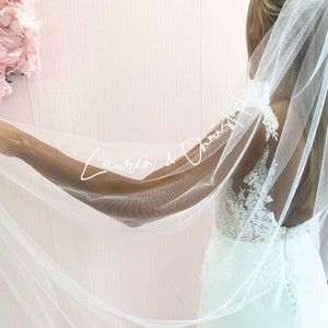 Personalised Veil with Embroidery, Custom veil with Phrases, Words, Letters, Names, Initials, Cathedral bridal veil, Bridal Tulle Veil