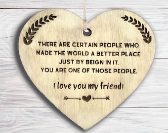 Red Ocean Targa Di Ringraziamento In Legno A Forma Di Cuore - Scritta 'Best Friends Forever' In Inglese - Regalo Per Amica Del Cuore - 3