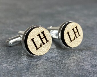Custom Wooden Cufflinks, Personalized Cufflinks with Initials, Groom, Engraved, Gift for Men, Wedding 18