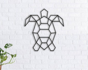 Geometric Turtle Wall Decor: Modern Wooden Animal Art