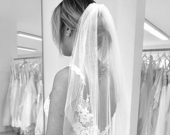 Tulle Wedding Veil, Soft Bridal Wedding Veil, White, Ivory Bridal Veil, Simple, Mid - Lenght