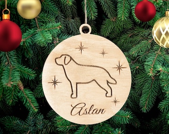 Labrador Personalized Dog Christmas Wooden Decoration, Dog Tree Decoration Hanging Wooden Christmas Decoration Custom Name Dog