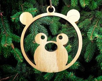 Teddy Bear Christmas Wooden Decoration, Cute Kids Christmas Tree Decoration,Hanging Wooden Christmas Decoration, Wooden Decoration Kids