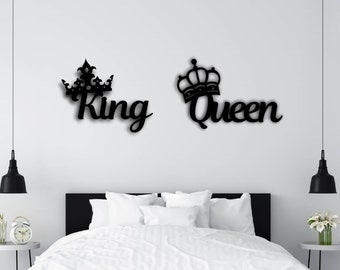 Wooden King & Queen Decoration,  LARGE - up to 90 cm, Wall Decoration, Decoration, Wall Art, Modern, Bedroom decoration