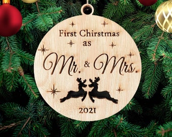 First Christmas as Mr & Mrs Custom Christmas Tree Decoration,Hanging Wooden Christmas Decoration, Wooden Decoration Ornament