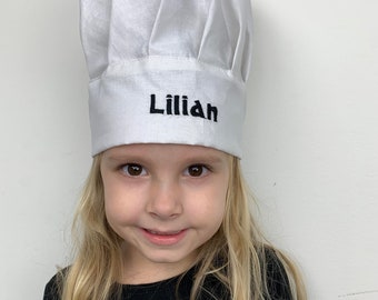 Personalized Kids Chef Hat: White Cotton Cook Hat, Custom Name