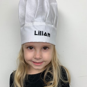 Custom Chef&#39;s Hat in White Color for Kids and Name, Chef Hat, Cook Hat, 100% Cotton, Custom Name on Hat